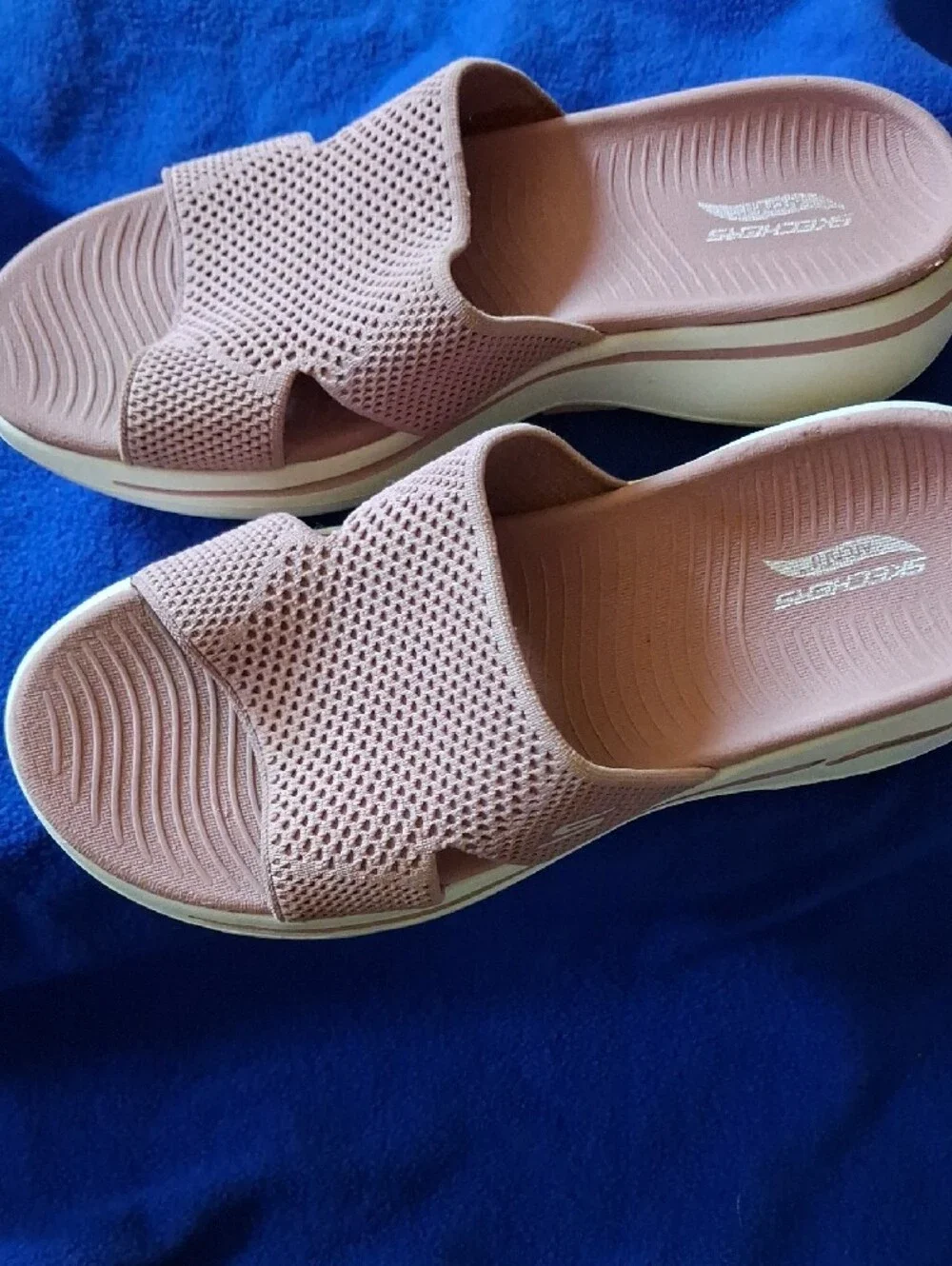 Comfort Knit Slide Sandals in Mauve Blush